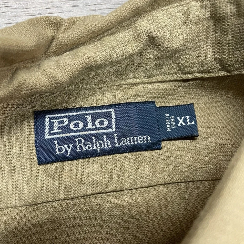 Polo Ralph Lauren Tan Brown S/S Camp Style Shirt Men Sz XL FAIR